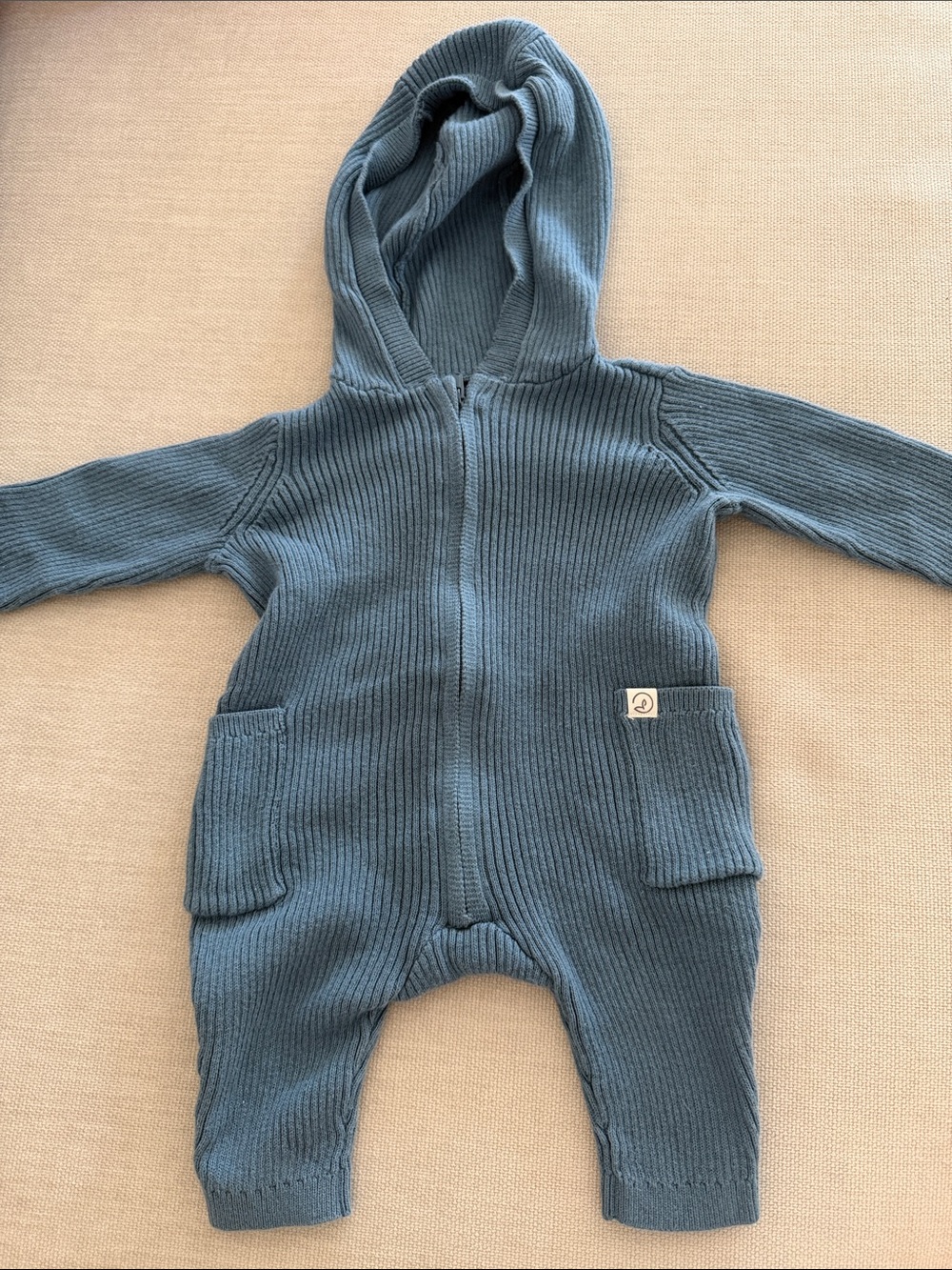 Cozy Hooded Knit One-Piece in Slate Blue